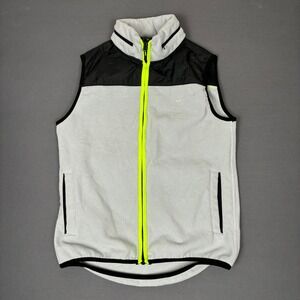 Nike Men's Full Zip Grey Black Neon Green Fleece Vest Size Small
